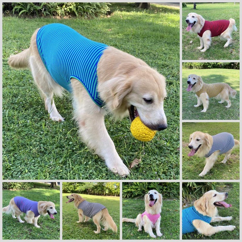 LEVIBASIC Dog Shirts Cotton Striped T-Shirts, Breathable Basic Vest for Puppy and Cat, Super Soft Stretchable Doggy Tee Tank Top Sleeveless, Fashion & Cute Color for Boys and Girls (M, Pink+Green) - Image 5